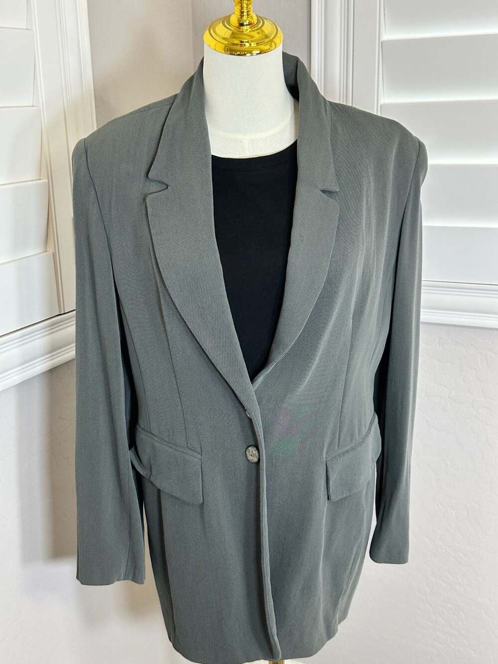 Dana Buchman Gray Twill Long Blazer Jacket Size Unknown